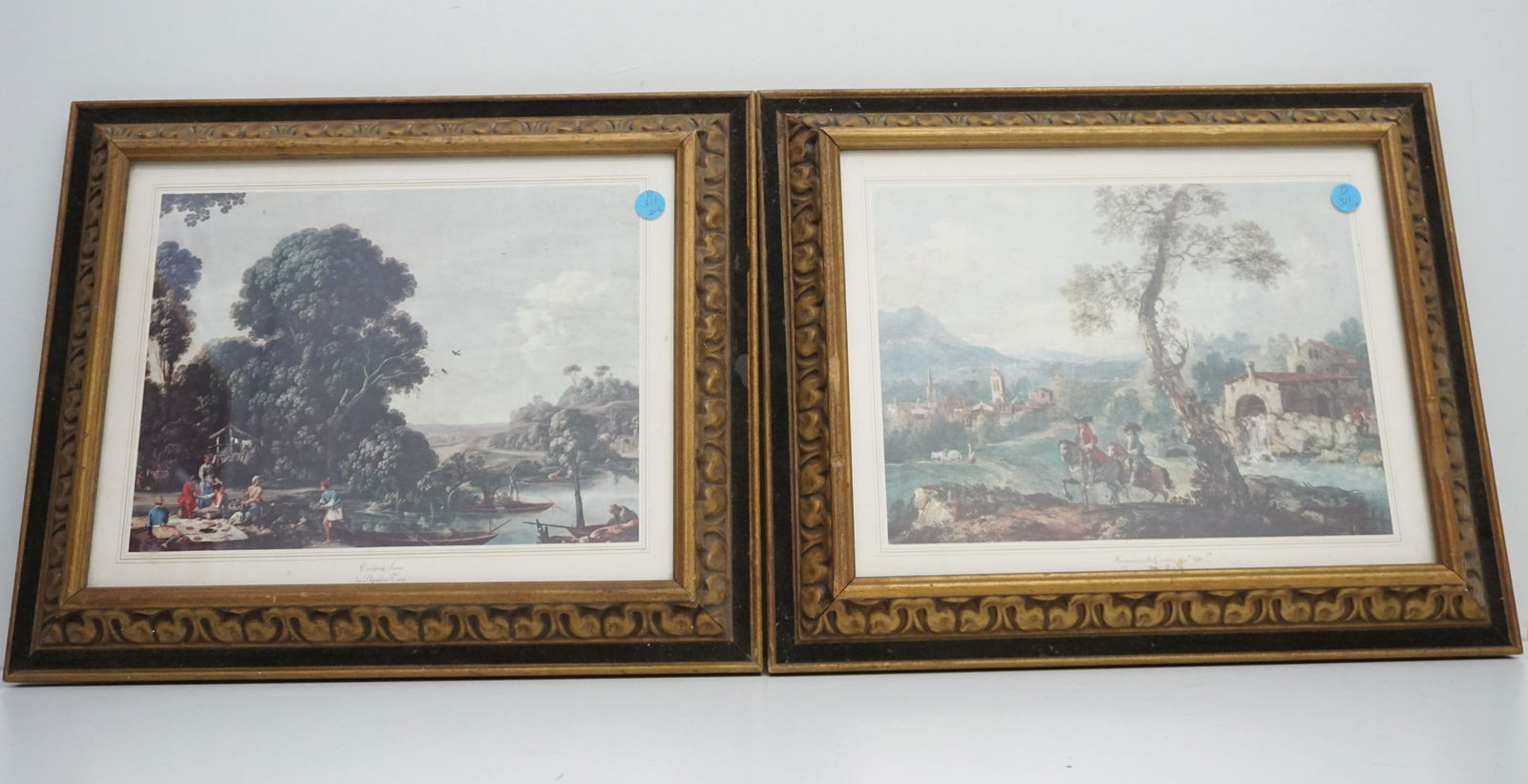 PAIR VINTAGE ITALIAN PRINTS FRAMED: Vintage Pair of Mastercraft Italian Scene Prints in Matching Frames. C. 1950-60s. Each 18"x14 1/2"x2". Weight 5 pds 7 oz. PROVENANCE: A Private Charleston SC Estate