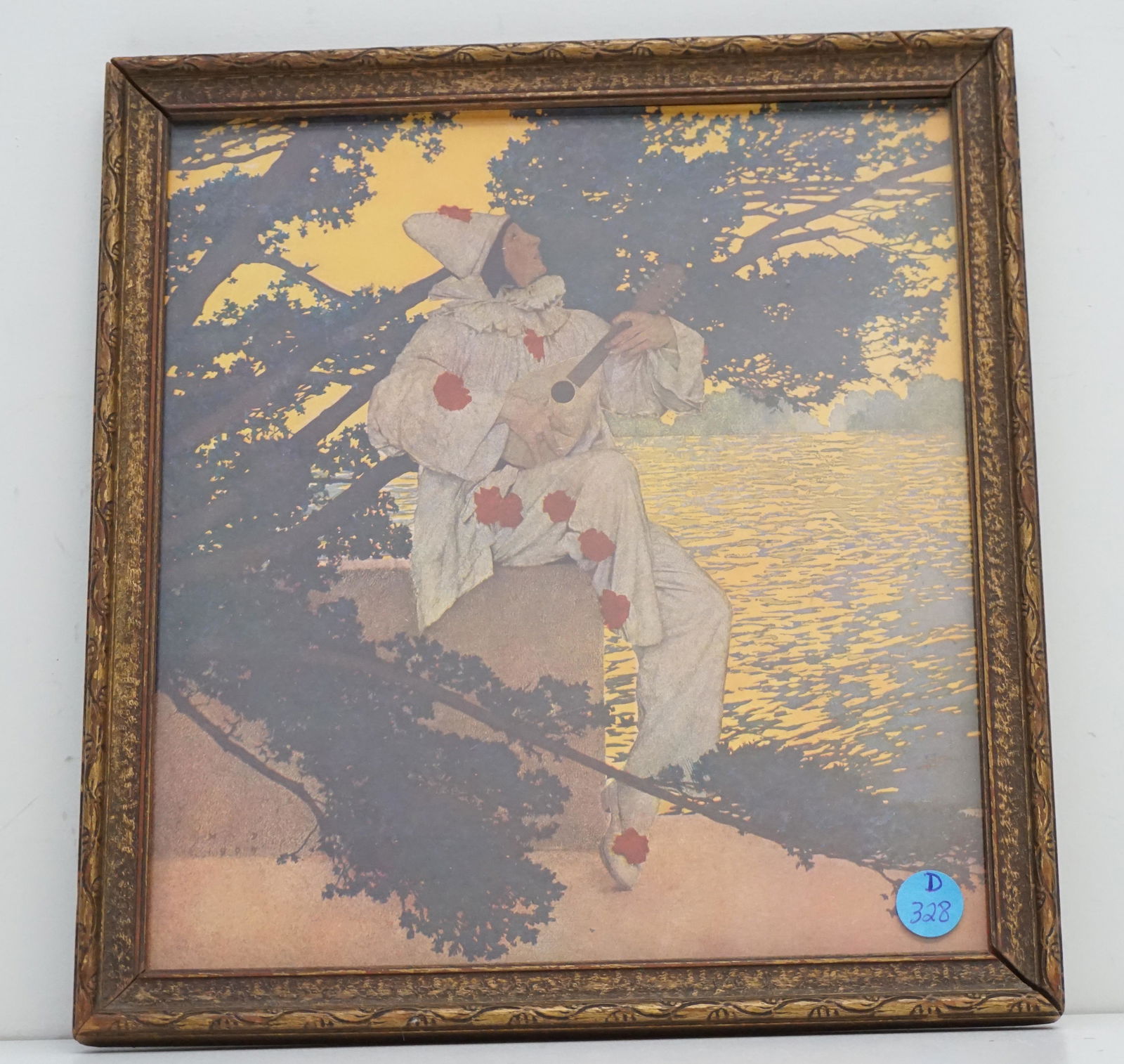 ORIGINAL PRINT MAXFIELD PARRISH 1908: 1908 Maxfield Parrish Framed Original Print "Pierrots Serenade". In the original period frame. Measures 11"x12"x1". Weight 1 pd 6 oz. PROVENANCE: A Private Charleston SC Estate.