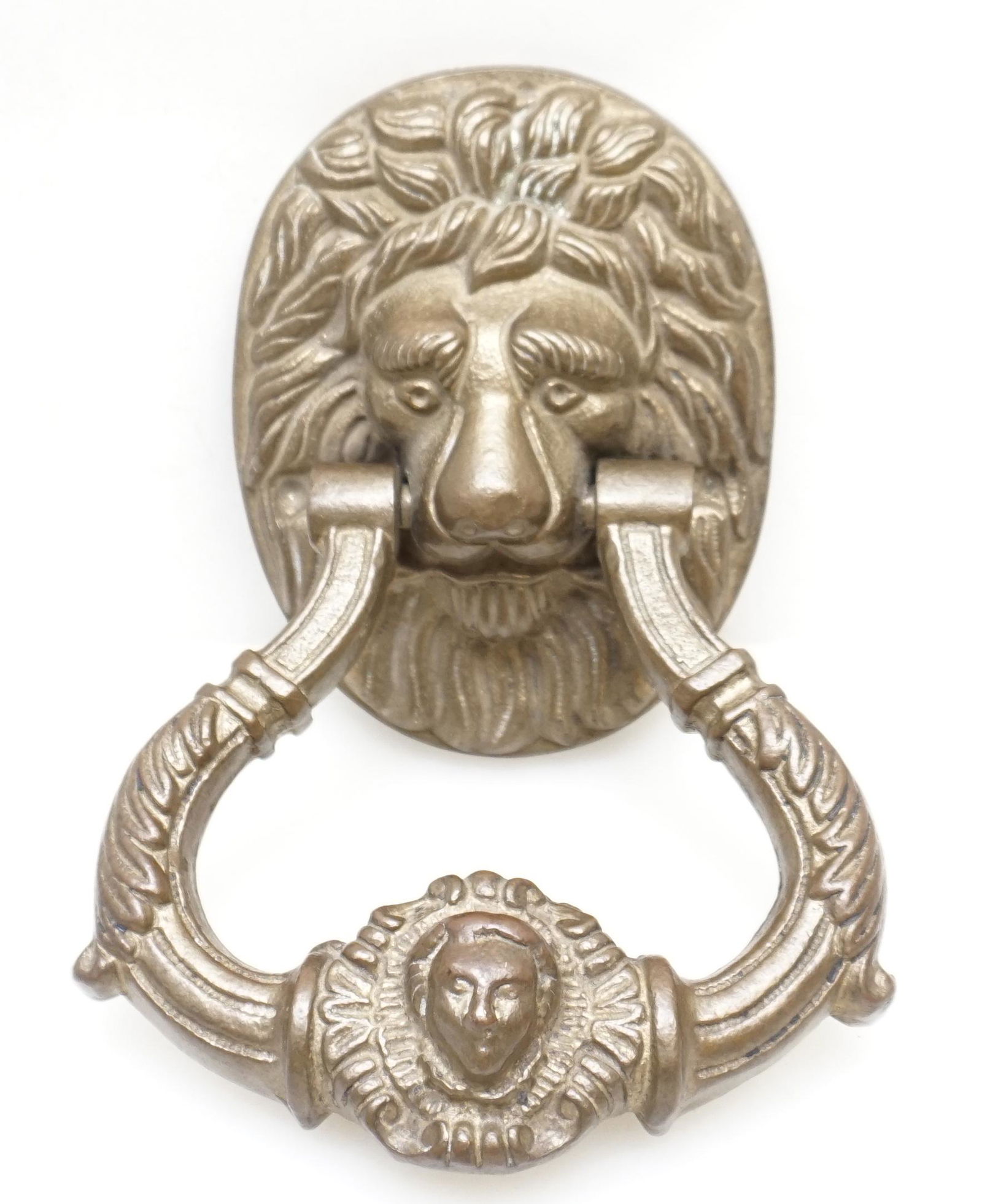 ENGLISH BRONZE LION HEAD DOOR KNOCKER (1 of 5)