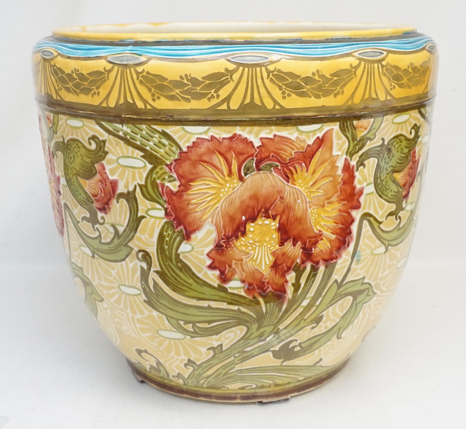 MINTON MAJOLICA ART NOUVEAU JARDINIERE (1 of 11)