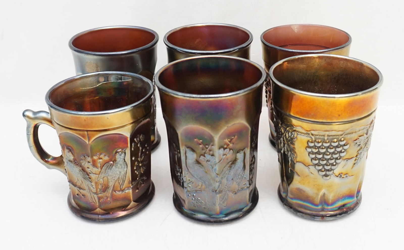 6 NORTHWOOD AMETHYST CARNIVAL GLASS TUMBLERS (1 of 10)