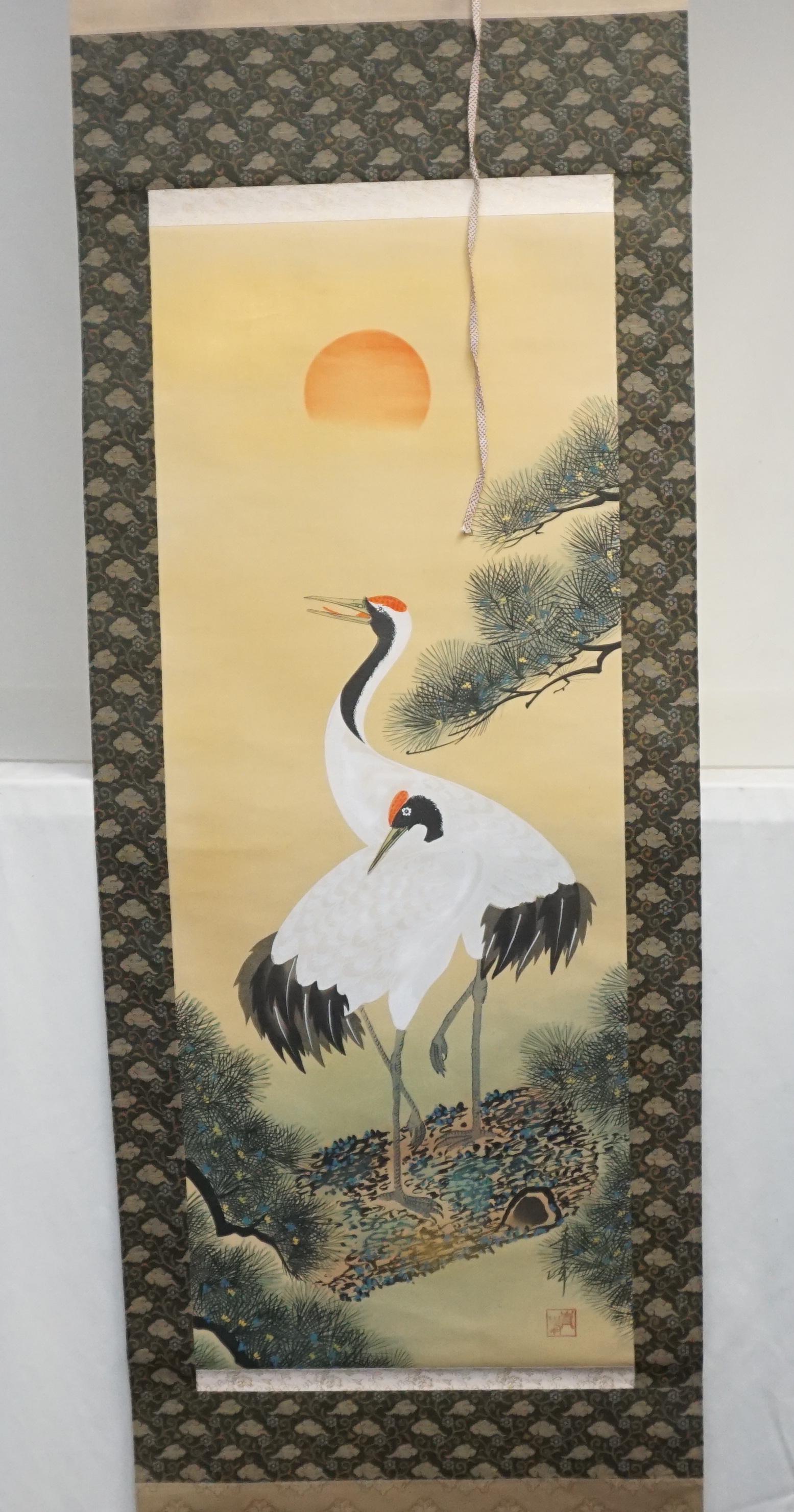 CHINESE HAND PAINTED CRANES SCROLL (1 of 9)