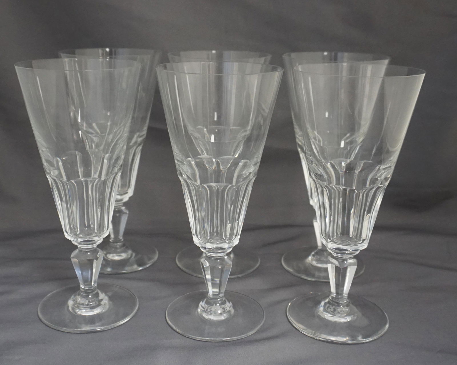 6 BACCARAT CRYSTAL BRETAGNE FLUTED CHAMPAGNES (1 of 6)