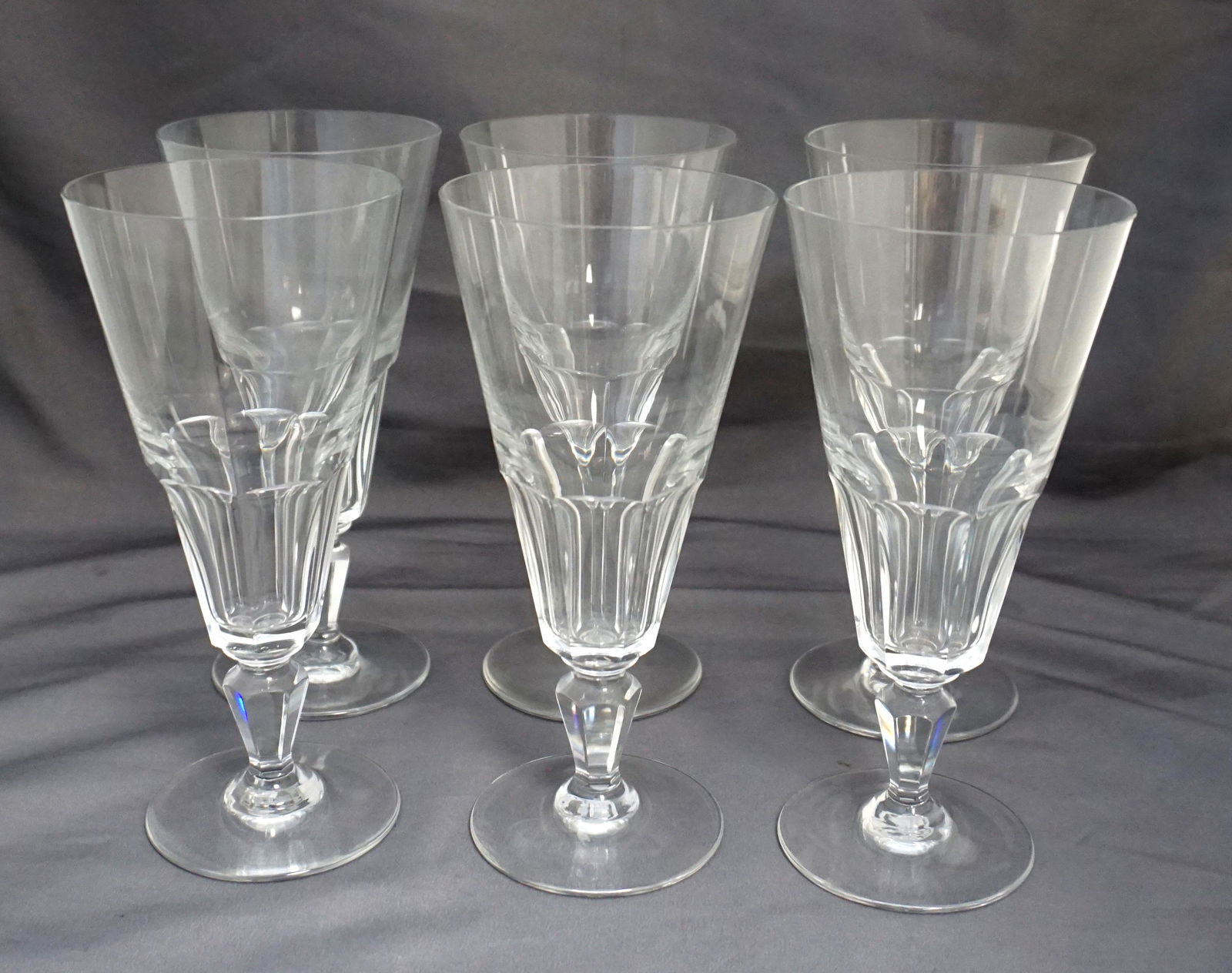 6 BACCARAT CRYSTAL BRETAGNE FLUTED CHAMPAGNES (1 of 5)