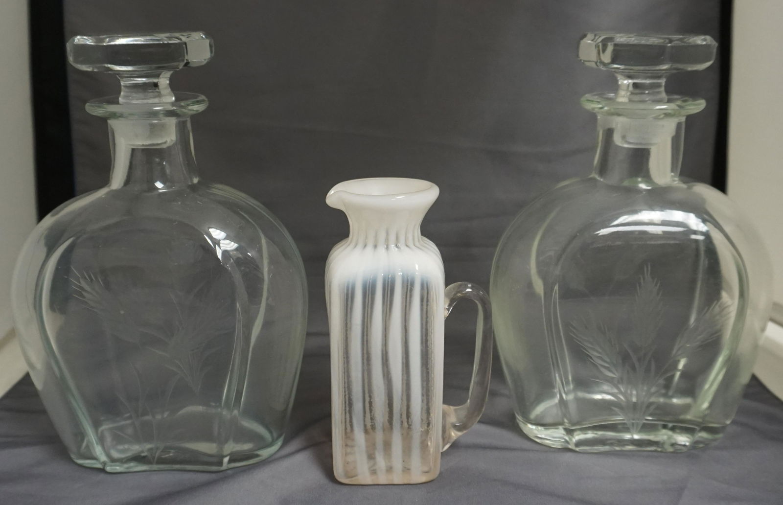 3 pc GLASS DECANTERS - CRUET (1 of 6)