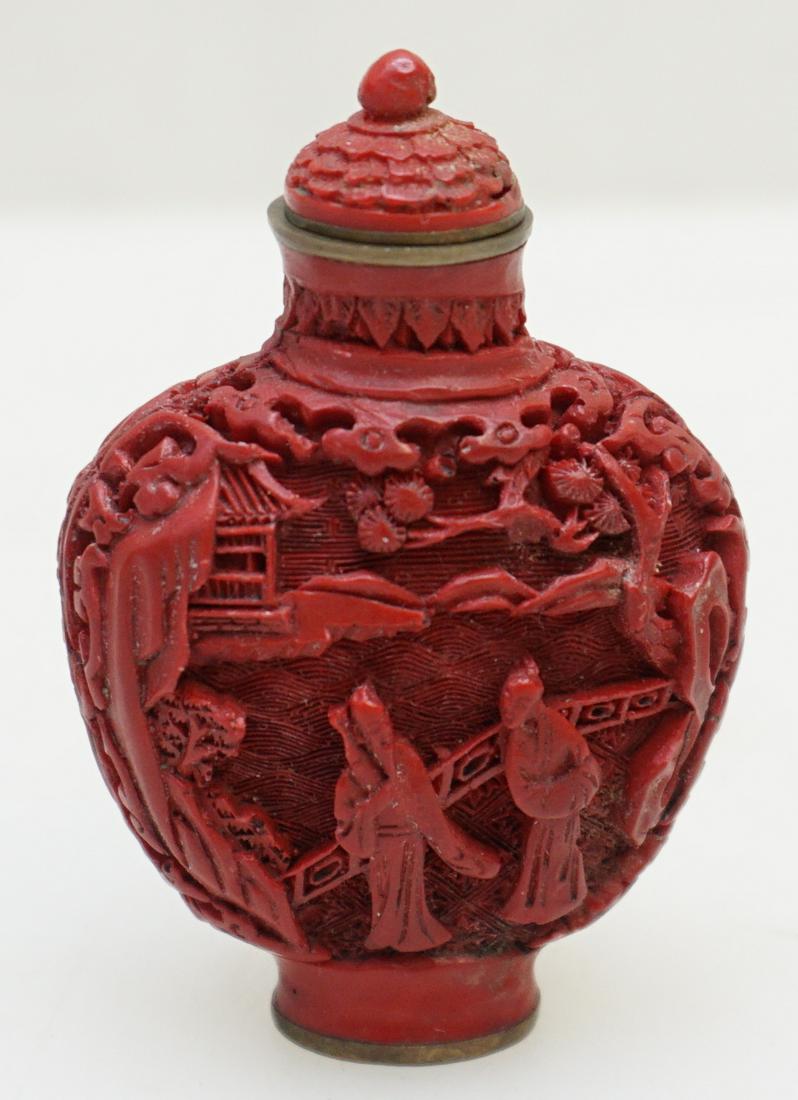 CHINESE CARVED CINNABAR SNUFF (1 of 8)