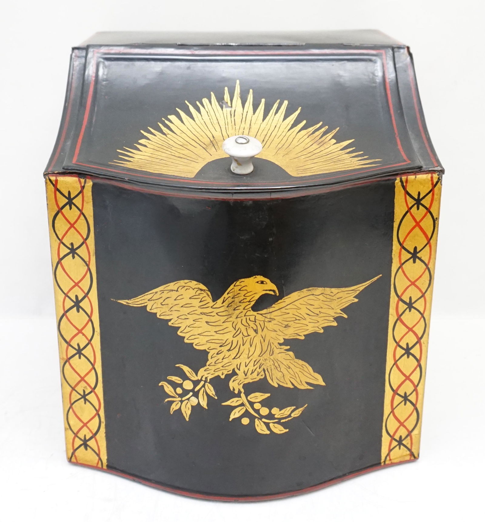 TOLE EAGLE DECORATED TIN BIN (1 of 10)