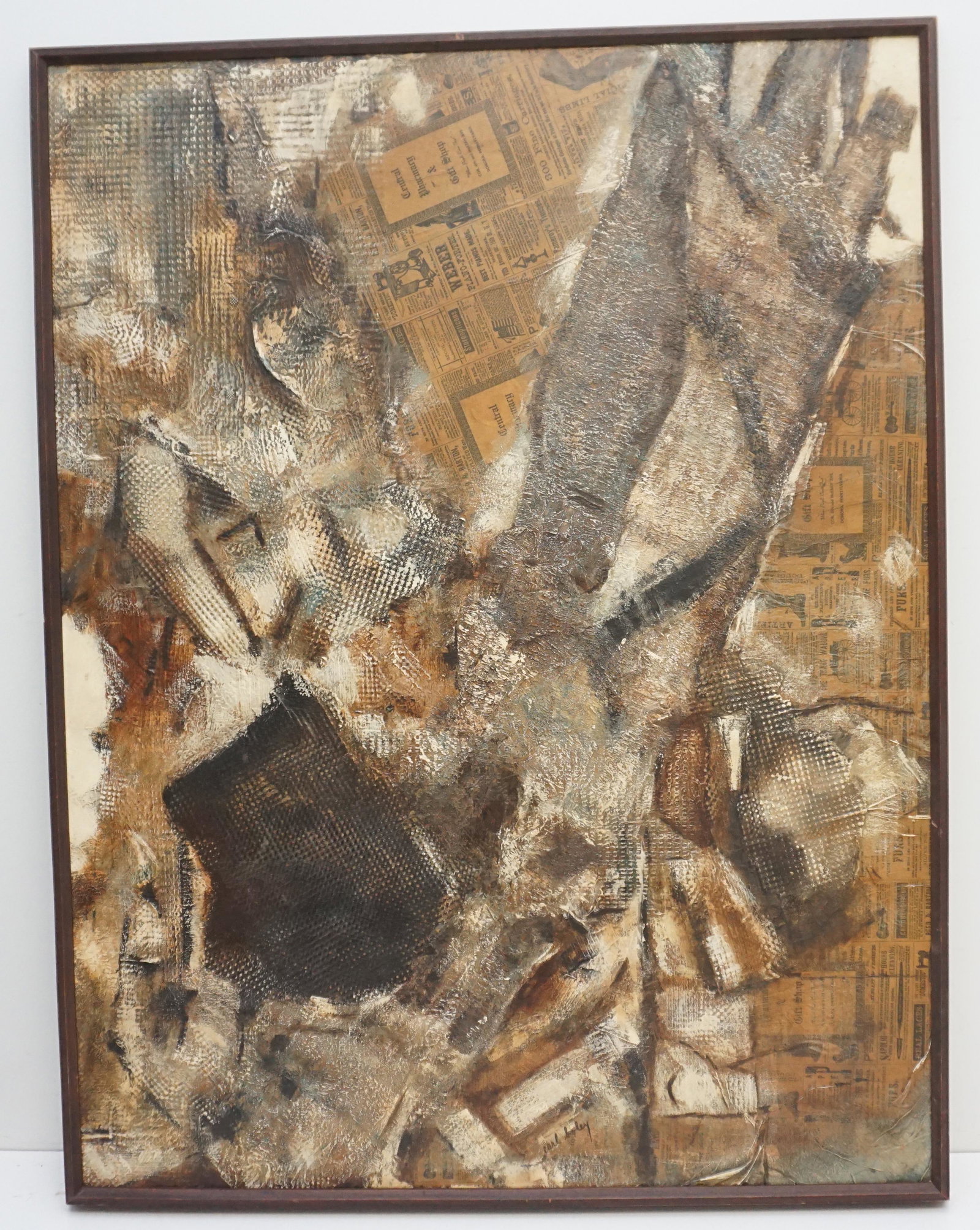 EARL BOLEY (1940-2013) MIXED MEDIA: Earl Vincent Boley (California, 1940-2013) Large Contemporary Mixed Media on Board. Signed by the artist bottom center. Measures 33"x44"x1 3/4". Weight 17 pds. PROVENANCE: A Private NYC/Charleston SC 