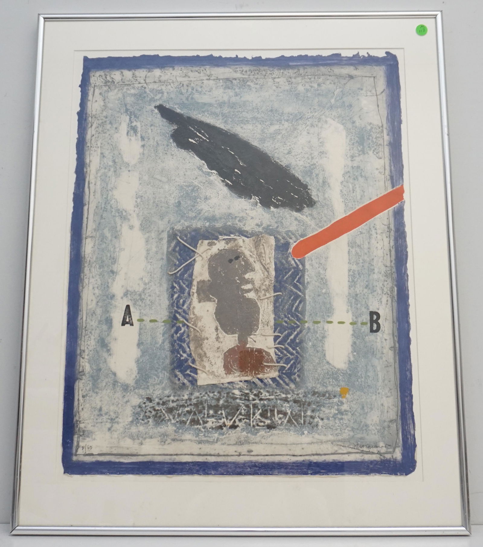 JAMES COIGNARD, FRENCH (1925 - 2008): James Coignard (1925-2008) "Une agression du rouge en A B" 1976 Carborundum etching, engraving, collage and stitching in 12 colors. On paper handmade at the Moulin de Larroque mill in Couze, France. T