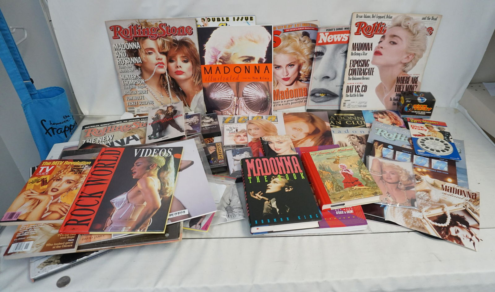 LARGE MADONNA COLLECTION LPS - BOOKS - CASSETTES - CDS: Large Collection of Madonna LPS and more. 1- 1984 Like a Virgin LP good condition. 2- Madonna Angel 2 Cut Maxi Single 1985. 3- Madonna by Marie Cahill Book 1991. 4 - All my Love Madonna Unopened 6 11x