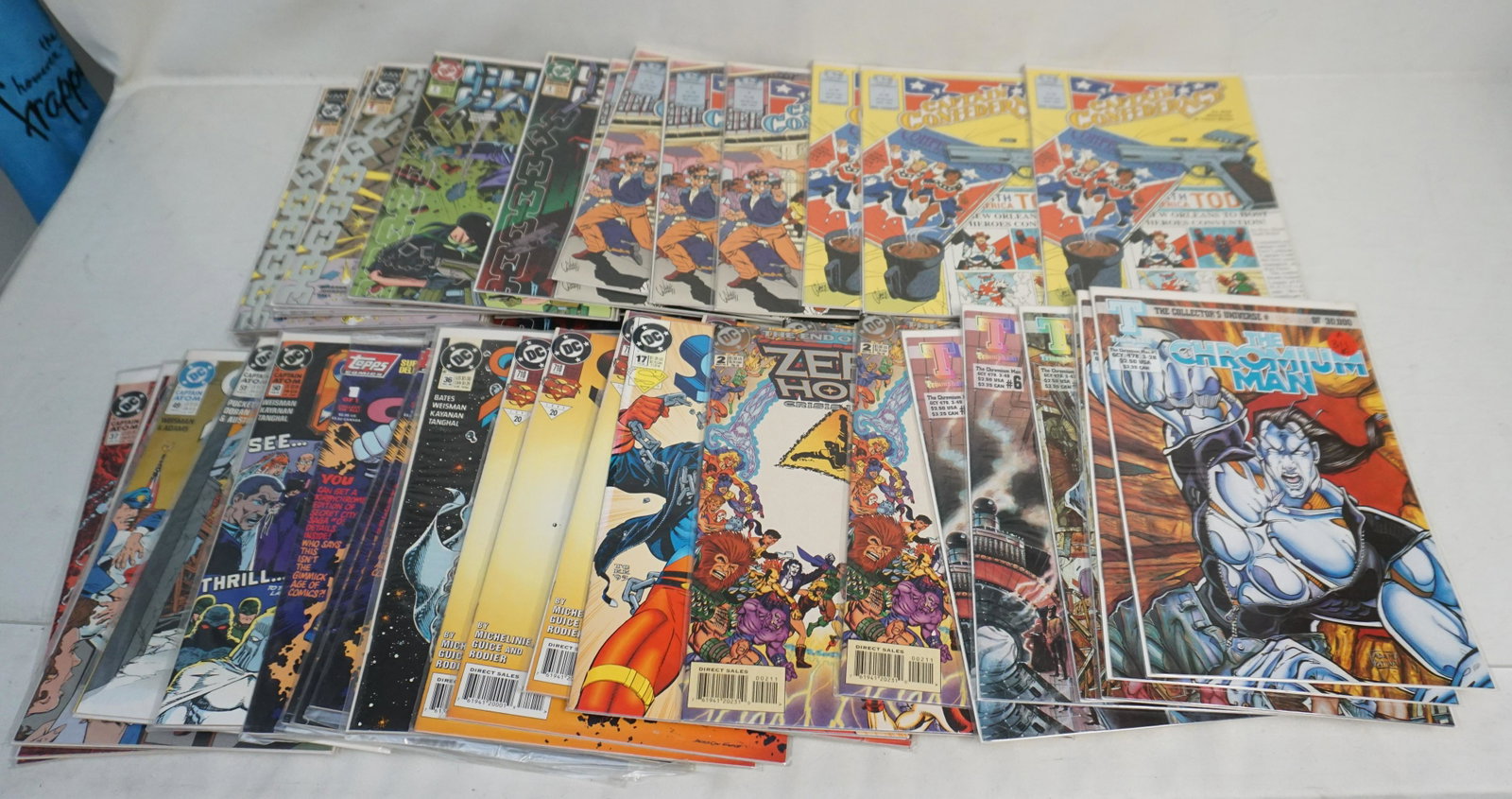 LOT OF 50 VINTAGE VARIOUS COMICS: Lot of 50 Classic Collectible Comic Books many are DC Comics. Captain Atom, Captain Glory, Captain Confederacy, Chain Gang, Chromium Man, and Superman. Part of a large inventory we will be selling for