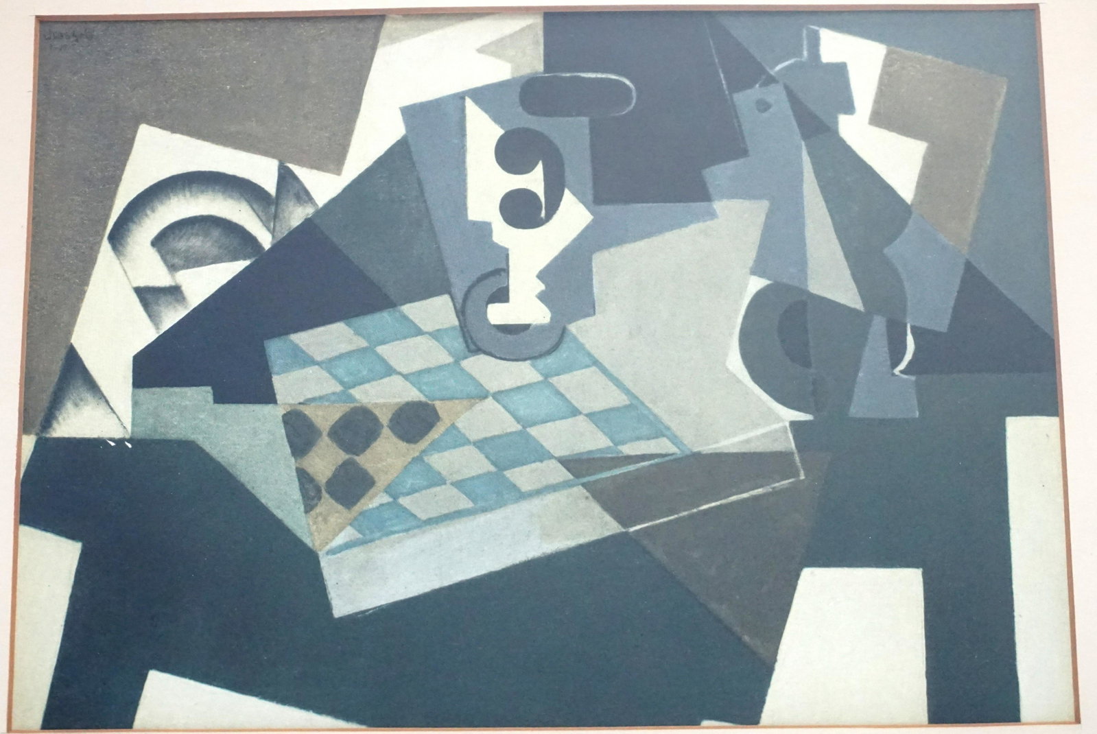 MID CENTURY CUBIST PRINT: Vintage Mid Century Cubist Lithograph / Print, in the manner of Picasso.. No visible signature. Professionally framed. In frame 16 1/2"x14"x1". Weight 2 pds 2 oz. PROVENANCE: A Private Charleston SC E