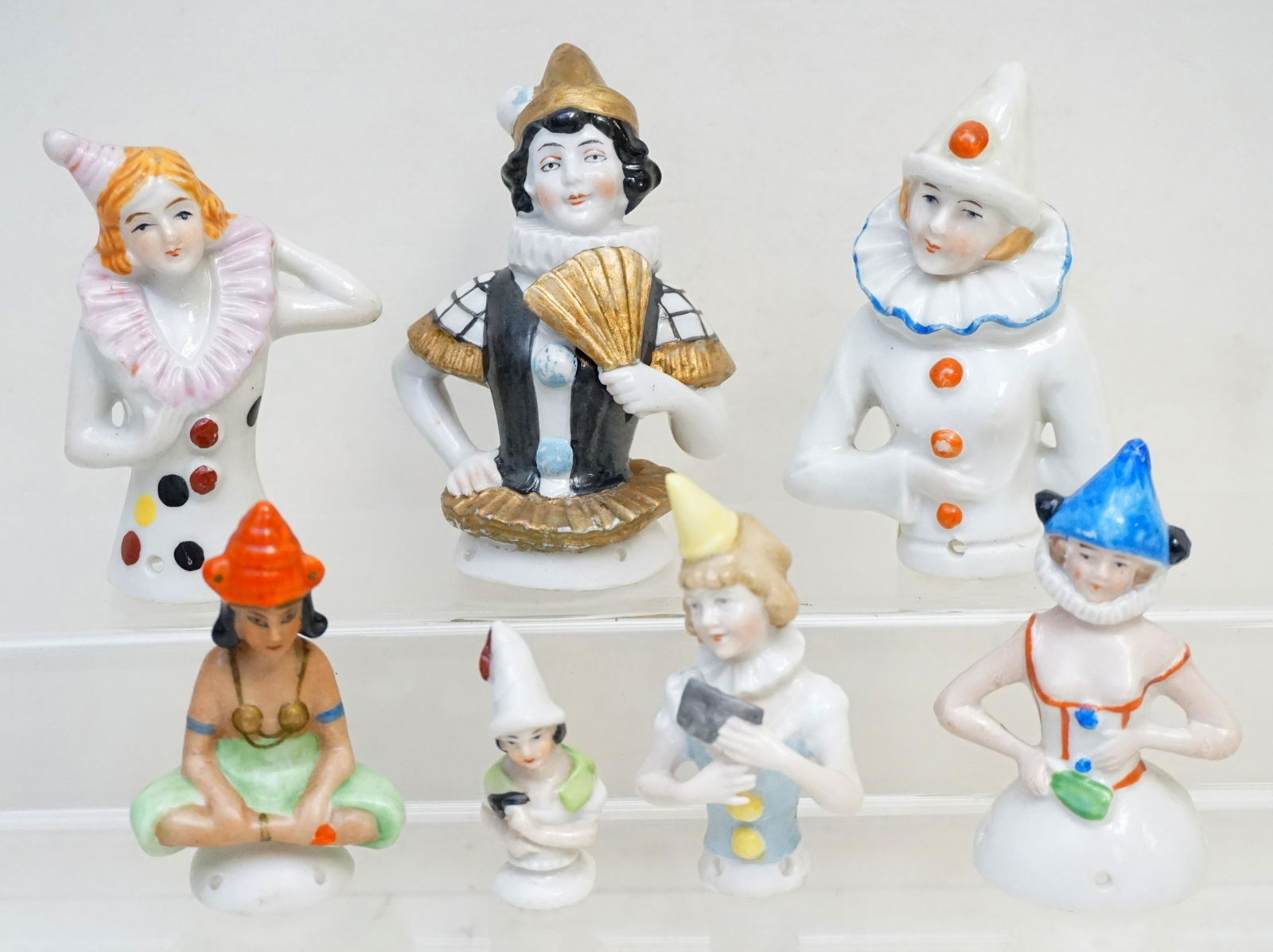 7 VINTAGE ART DECO PORCELAIN PINCUSHION DOLLS (1 of 9)