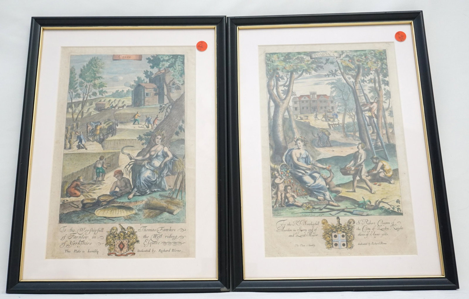 PAIR 18th c RICHARD BLOME ENGRAVINGS (1 of 6)