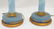 2 TALL BLUE OPALESCENT GLASS GILDED LAMPS - 10