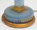 2 TALL BLUE OPALESCENT GLASS GILDED LAMPS - 11
