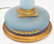 2 TALL BLUE OPALESCENT GLASS GILDED LAMPS - 4