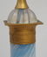 2 TALL BLUE OPALESCENT GLASS GILDED LAMPS - 5
