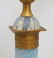 2 TALL BLUE OPALESCENT GLASS GILDED LAMPS - 7