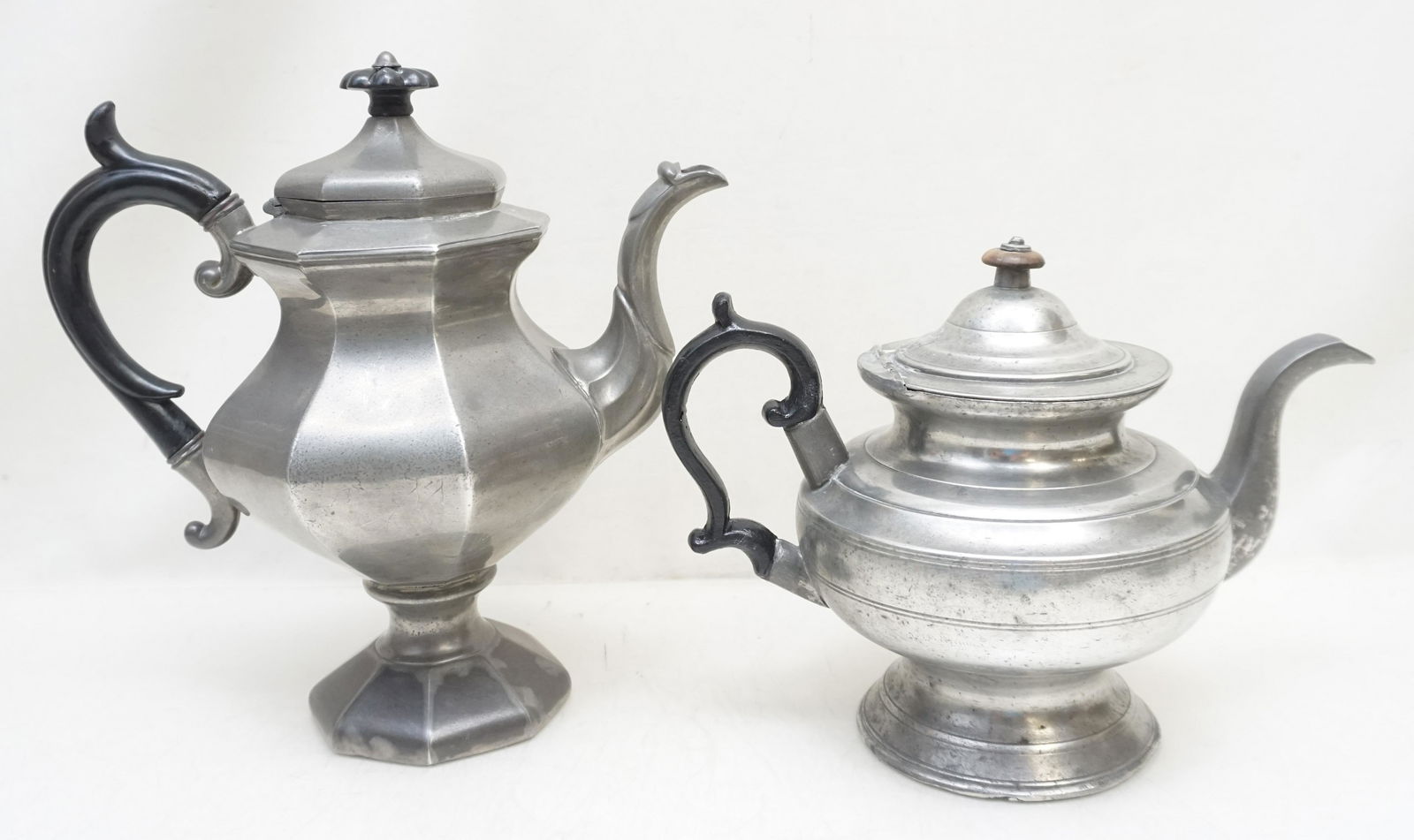 2 19TH C PEWTER TEAPOTS (1 of 12)