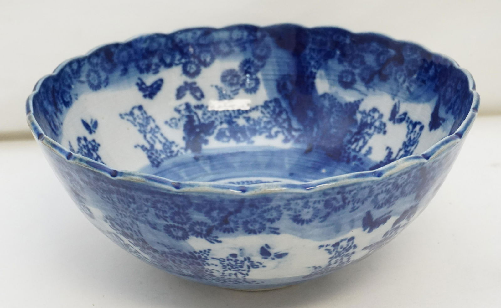 ANTIQUE JAPANESE FLOW BLUE RICE BOWL (1 of 10)