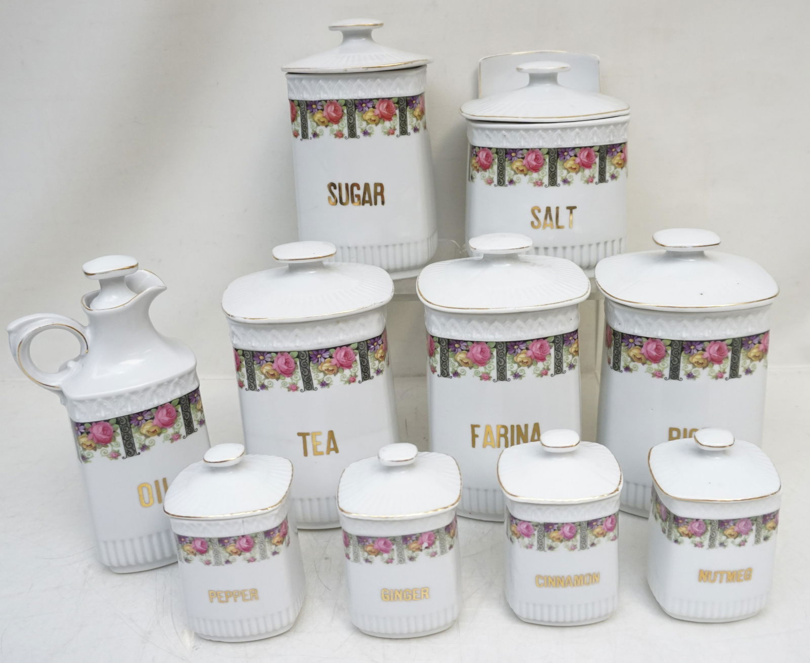 10 PC GERMAN PORCELAIN SPICE SET (1 of 11)
