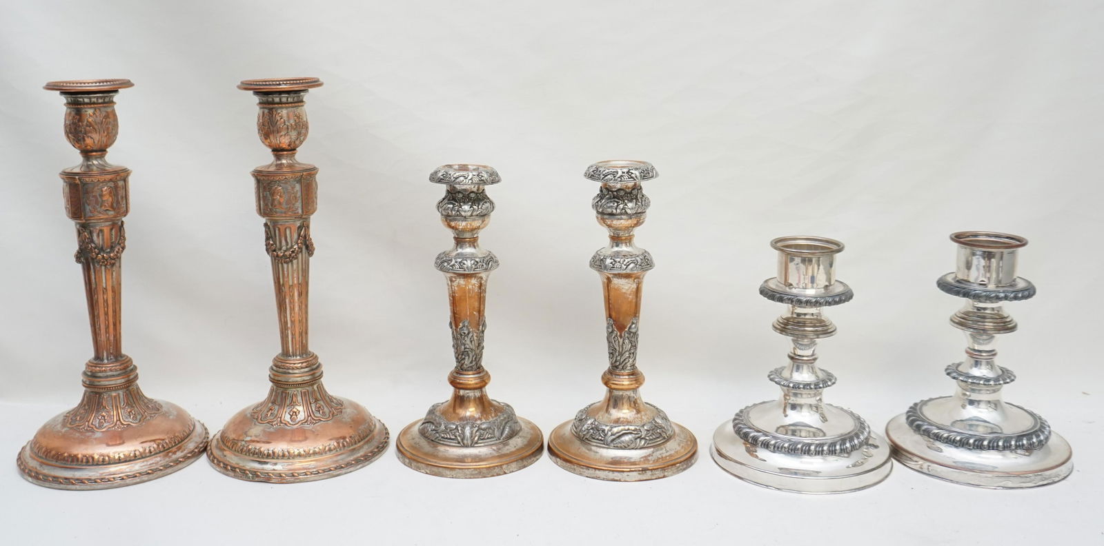 6 VINTAGE SILVER PLATED CANDLESTICKS (1 of 6)