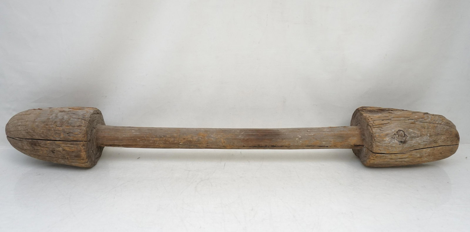 YELLOW PINE RICE POUNDER SOUTH CAROLINA: Lowcountry Yellow Pine Primitive Rice Pounder / Pestle. Found in a outbuilding near Cherokee Plantation in the 1960s. Length 33". Weight 6 pds. PROVENANCE: A Private Charleston SC Estate