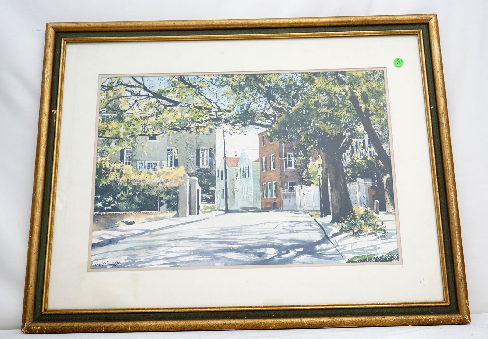 DAVID COOLIDGE WATERCOLOR CHARLESTON: Watercolor on Paper Charleston Street by David Coolidge (American, b. 1942), Originally from the Midwest, David Coolidge graduated from Drake University, then lived in the Philadelphia area for twenty