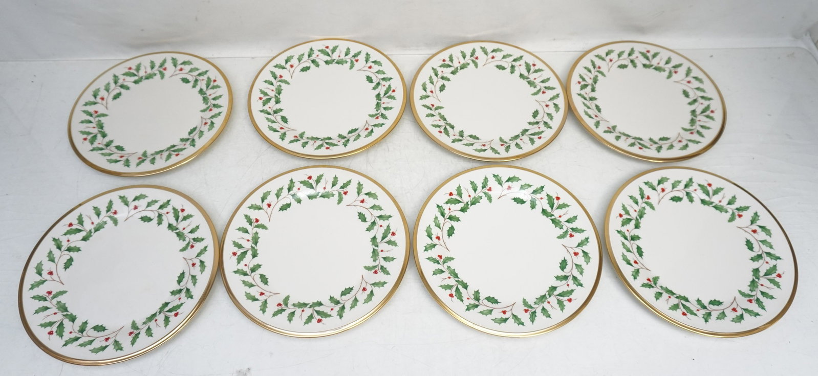 9 LENOX HOLIDAY PLATTER - PLATES: Nine piece (9) Holiday (Dimension) Fine Bone China from Lenox. 1 Large Platter 13" in the Original Box, 8 Dessert / Salad Plates 8 1/8". Like new, unused, all with the price tags still on. Dimension S
