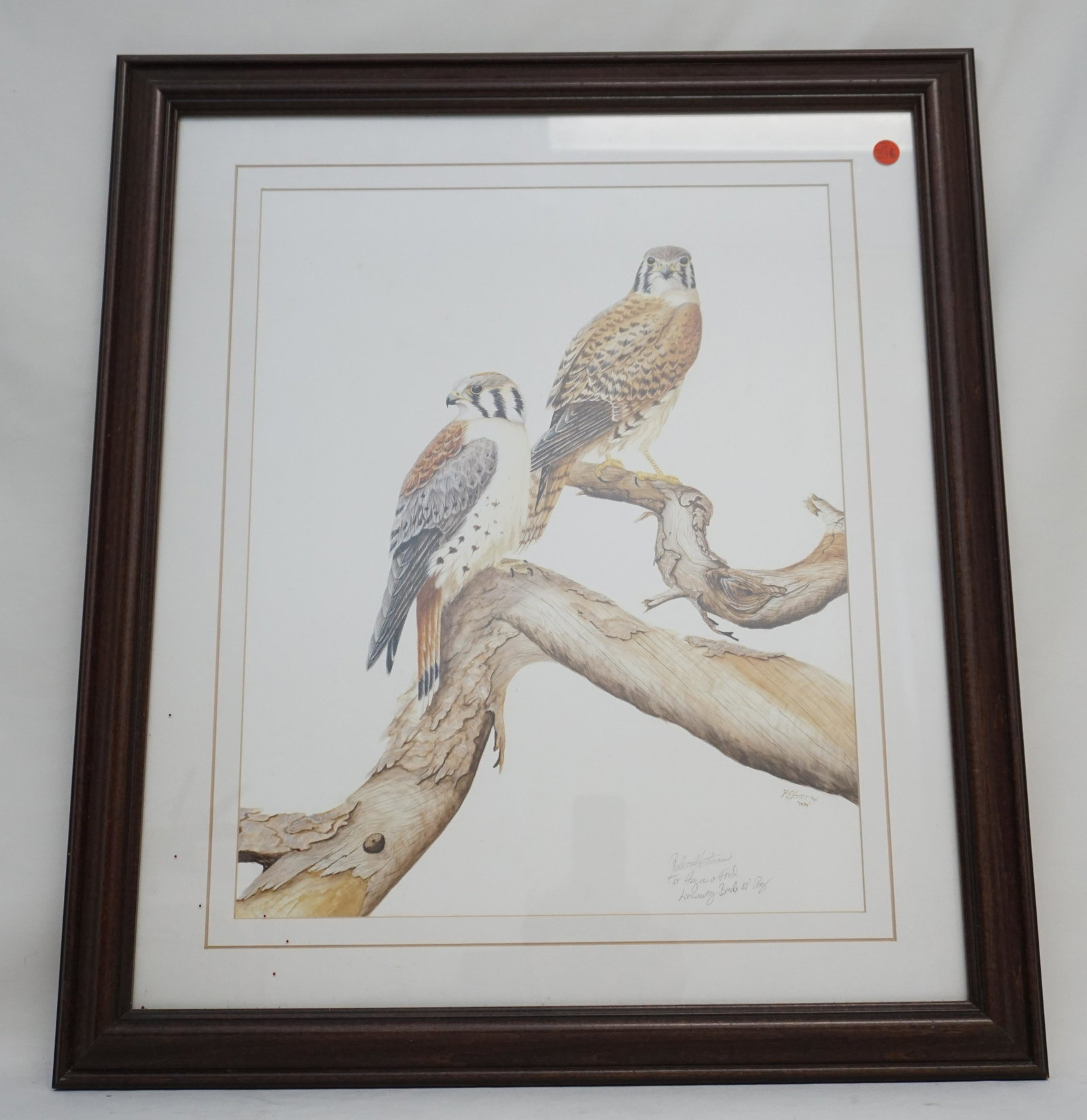 ROBERT HORTMAN LOWCOUNTRY BIRDS OF PREY: Robert Hortman Osprey Print. Signed and personalized in pencil. Professionally framed and double matted. In frame 24"x29"x2". Weight 9 pds. PROVENANCE: Gippy Plantation, Berkeley County. SC.Robert Hor