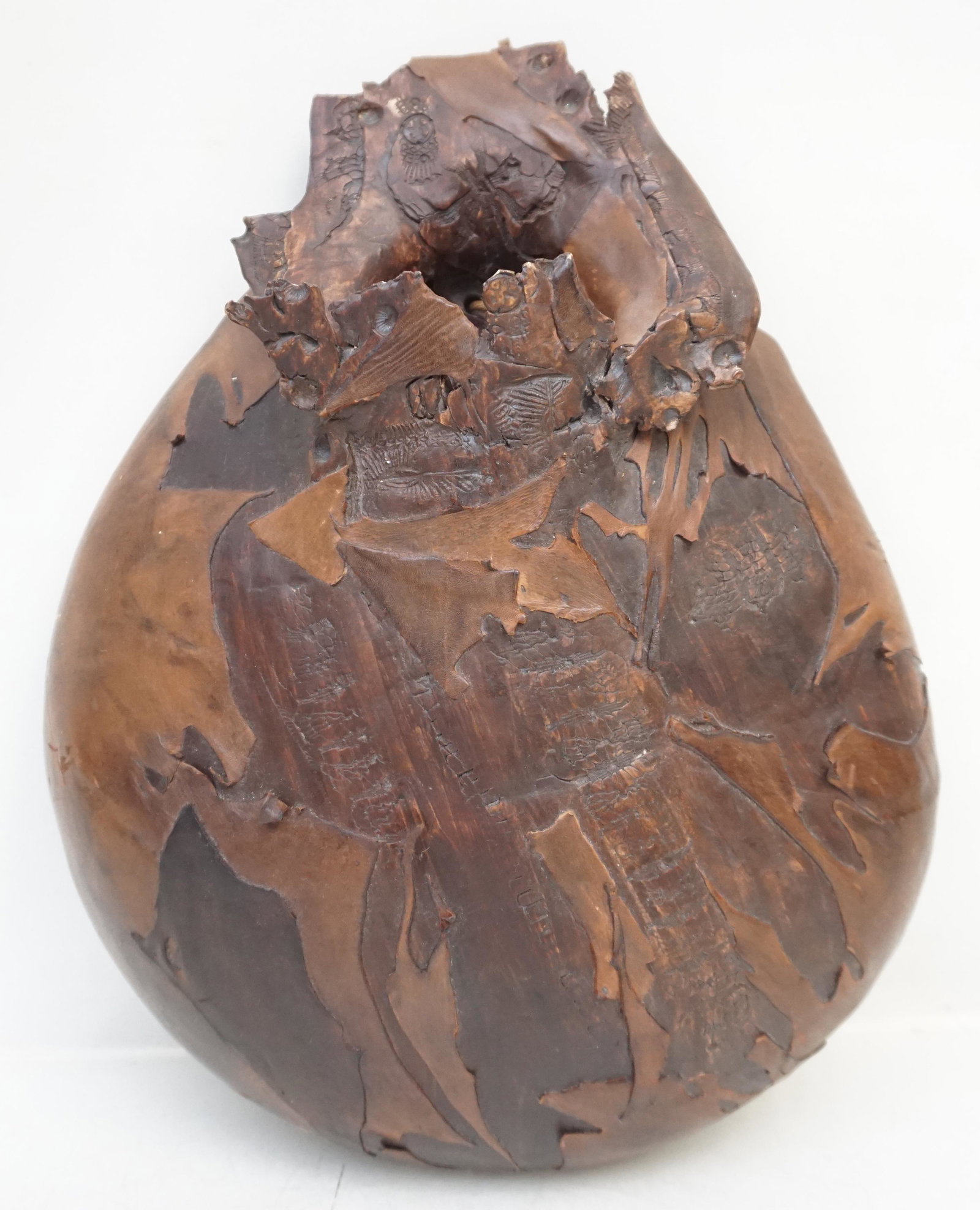 CONTEMPORARY NEW MEXICO SCULPTURE: Contemporary 20th c. Wall Sculpture Stoneware and Leather, by artist K. Du Chane. c. 1984, Albuquerque, New Mexico. Measures 16"x12"x3". Weight 6 pds. PROVENANCE: A Private Charleston SC Estate.