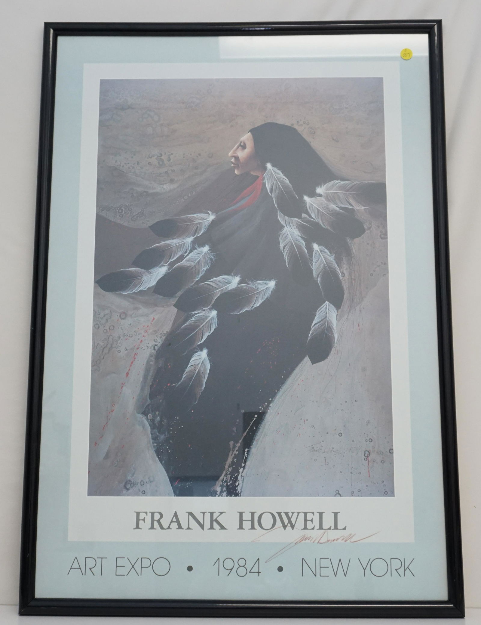 FRANK HOWELL (1937-1997) SIGNED EXHIBITION POSTER: Frank Howell (American, 1937-1997) Signed 1984 Exhibition Poster. Framed measures 25"x37"x1". Weight 9 pds. A well-known Southwest painter, print-maker and gallery owner, he did finely rendered, etchi
