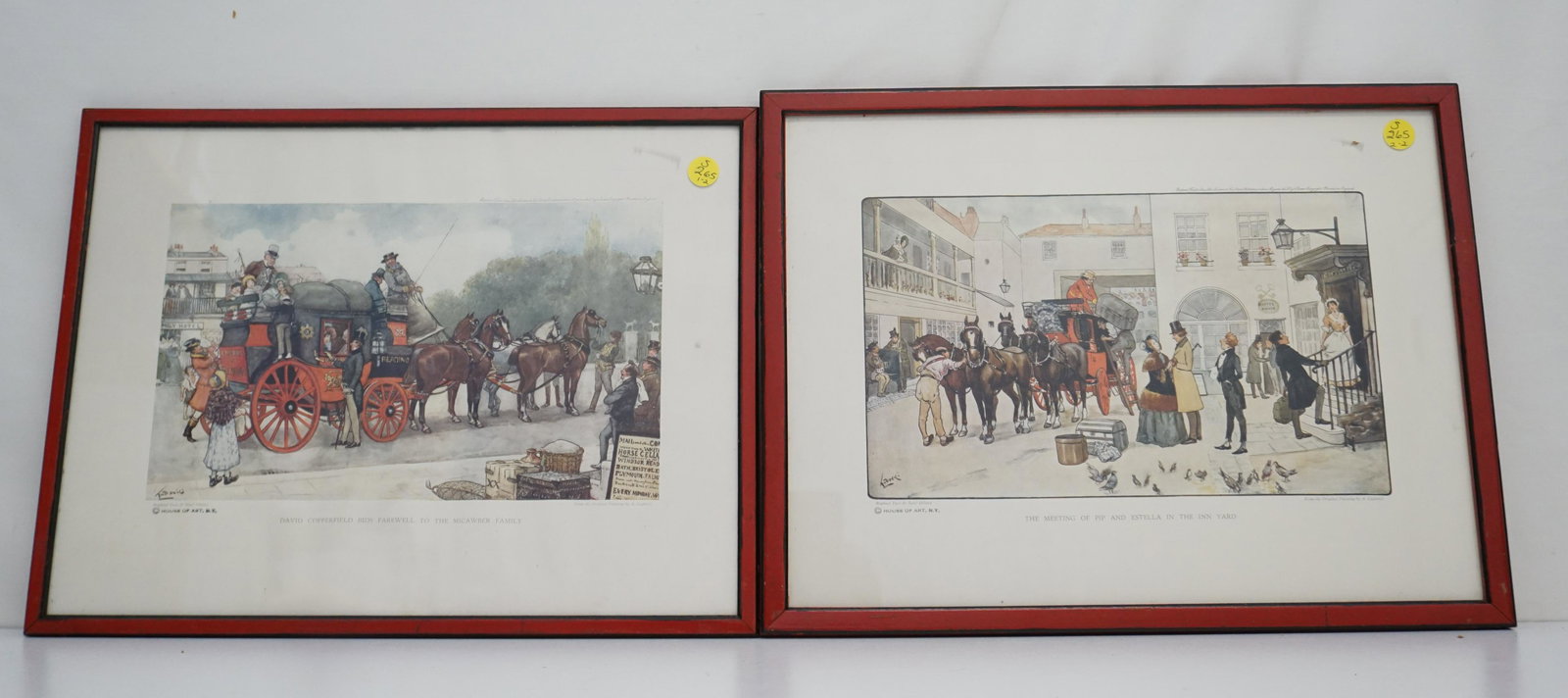 2 RAPHAEL TUCK OILETTE PRINTS: Two early 20th century Raphael Tuck & Sons Oilette prints after the original paintings by Albert Ludovici Jr. framed. In red frames each 16 3/4"x12 3/4"x1/2". Weight combined 3 pds 13 oz.