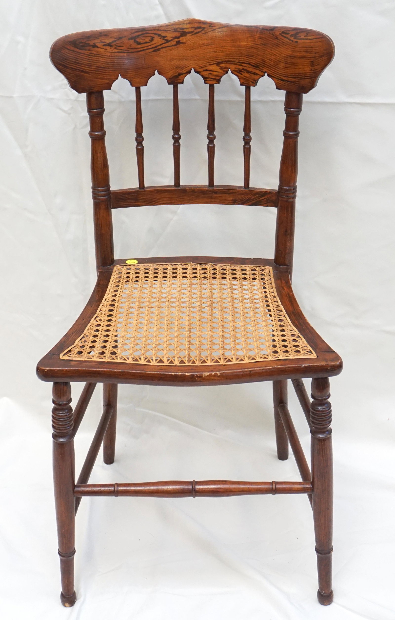ANTIQUE OAK CANED SIDE CHAIR: Antique American Oak Side Chair with Caned Seat. Measures 17"x15"x33. PROVENANCE: A Private Charleston SC Estate. ***Pickup only or Shipping on this item offered through Outward Bound 413-854-3676, La