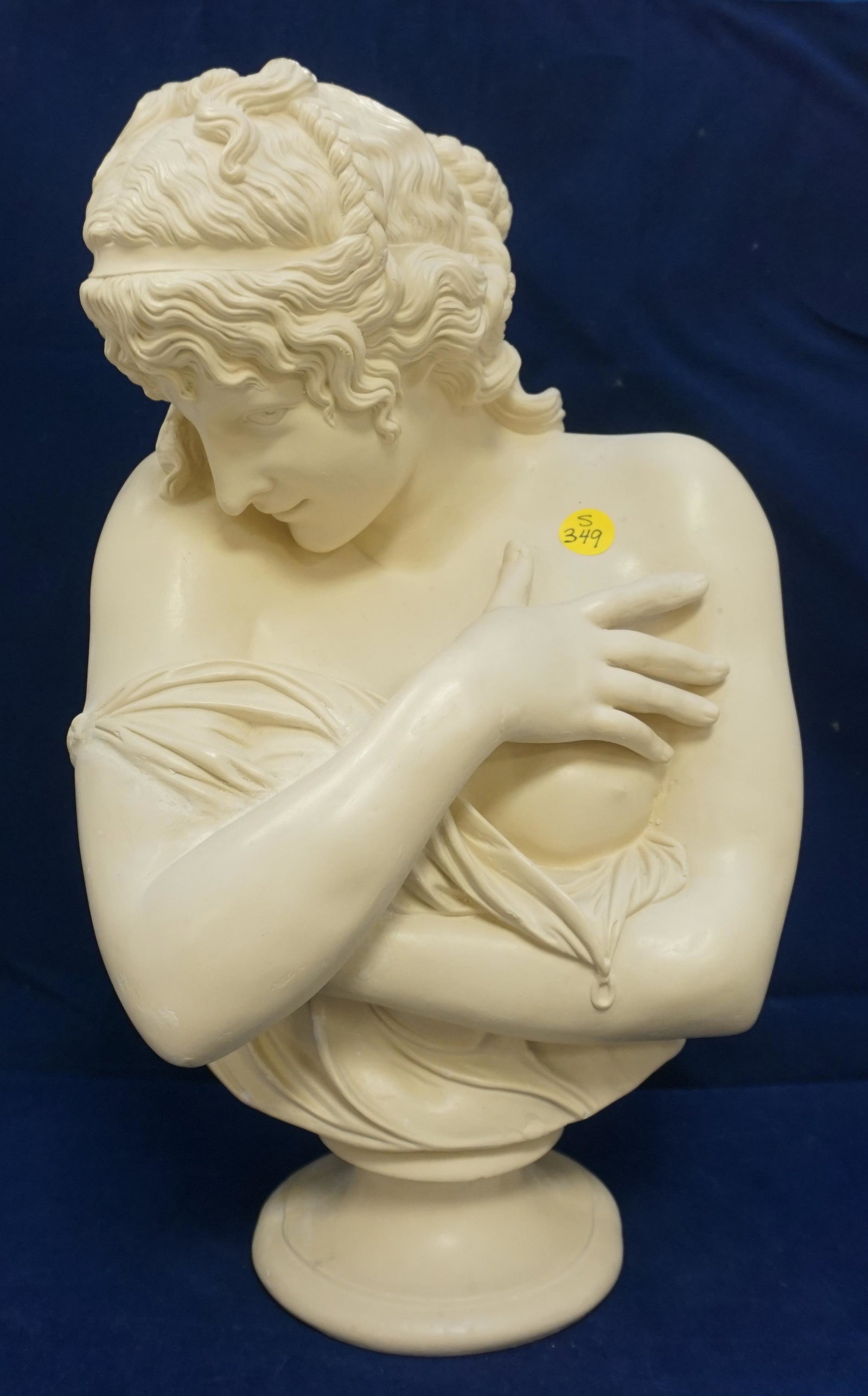 PARIAN TYPE BUST CLODIAN VENUS: Parian Type Composite Molded Bust of the "Clodion Venus" mounted atop a waisted circular socle Measures 9 1/2"x7"x16". Weight 14 pds 5 oz. PROVENANCE: A Charleston SC Private Estate