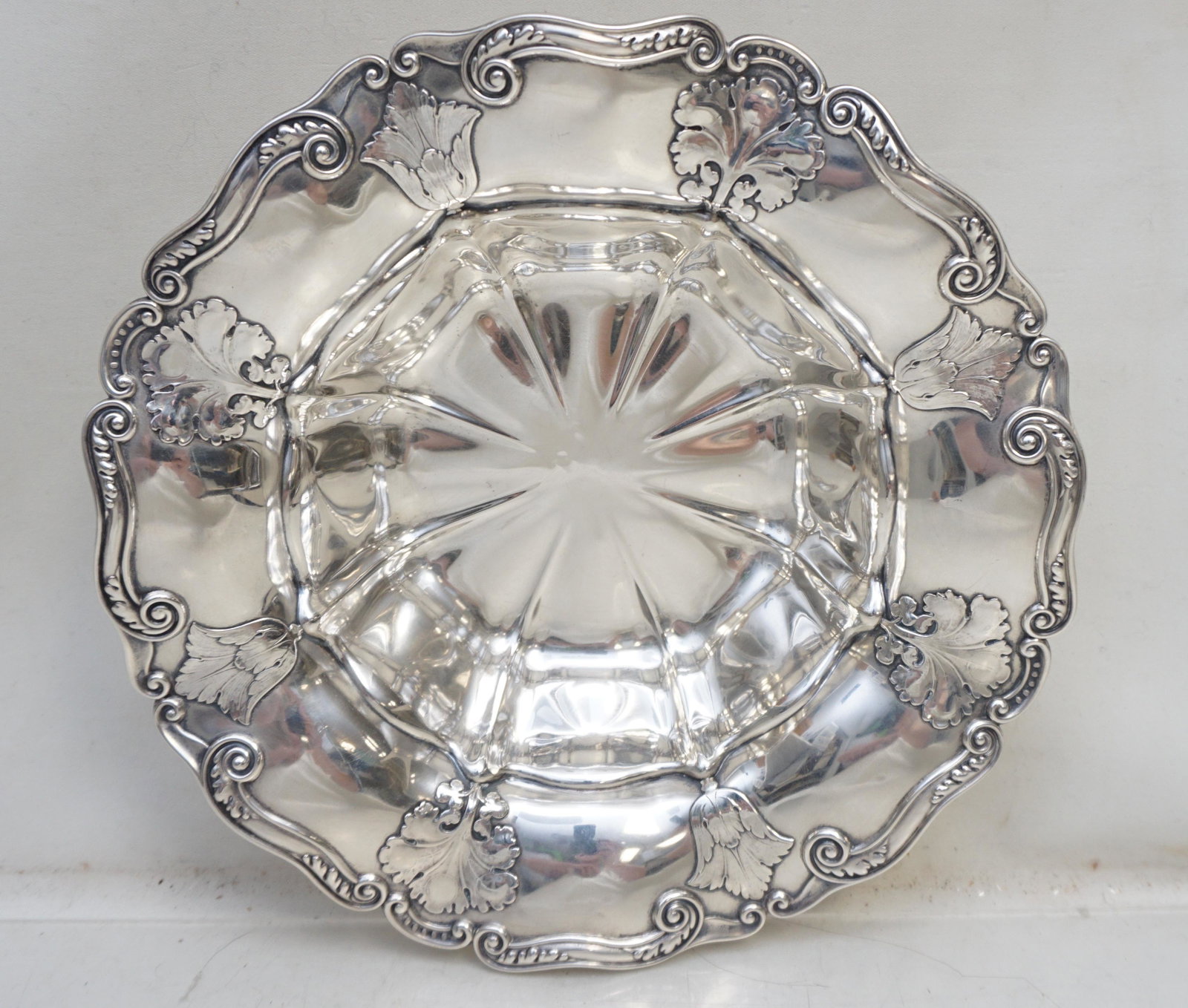 ART NOUVEAU GORHAM STERLING CENTERPIECE BOWL: Gorham Sterling Silver True Art Nouveau Centerpiece Bowl. Hallmarked Gorham, A3037 and with a 1906 Date Mark. No monograms. Measures 10"x10"x2 1/2". Weight approximately 335 grams. PROVENANCE: Edwin M