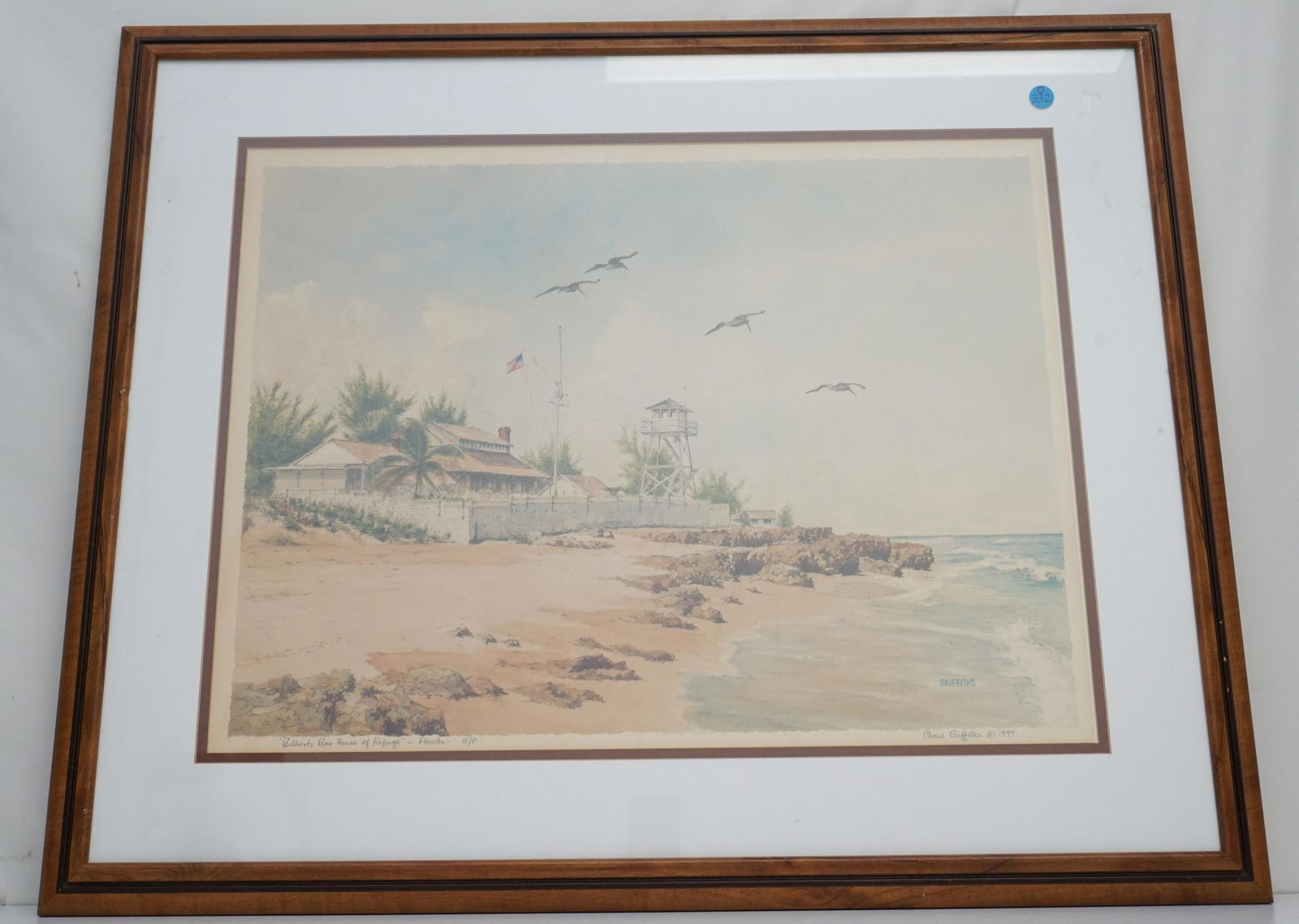 CHRIS GRIFFITHS ARTIST PROOF LITHOGRAPH: Chris Griffiths, Pencil Signed Professionally Framed And Matted Artists Proof Lithograph. Gilberts Bar House of Refuge. In frame measures 26"x32"x1". Weight 9 pds. The House of Refuge at Gilberts Bar,