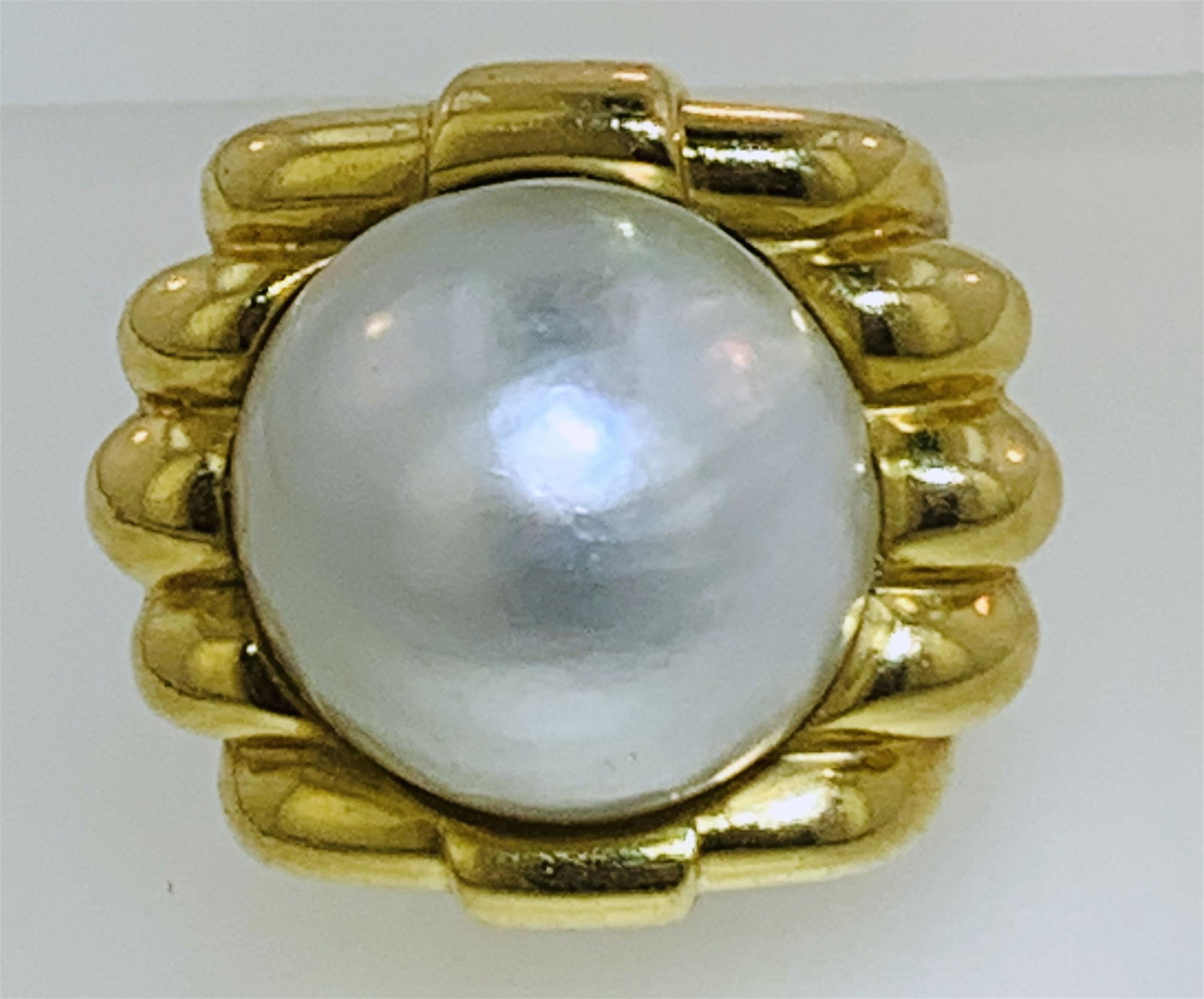 LARGE 18KT GOLD MABE PEARL RING (31.90 GRAMS) (1 of 7)