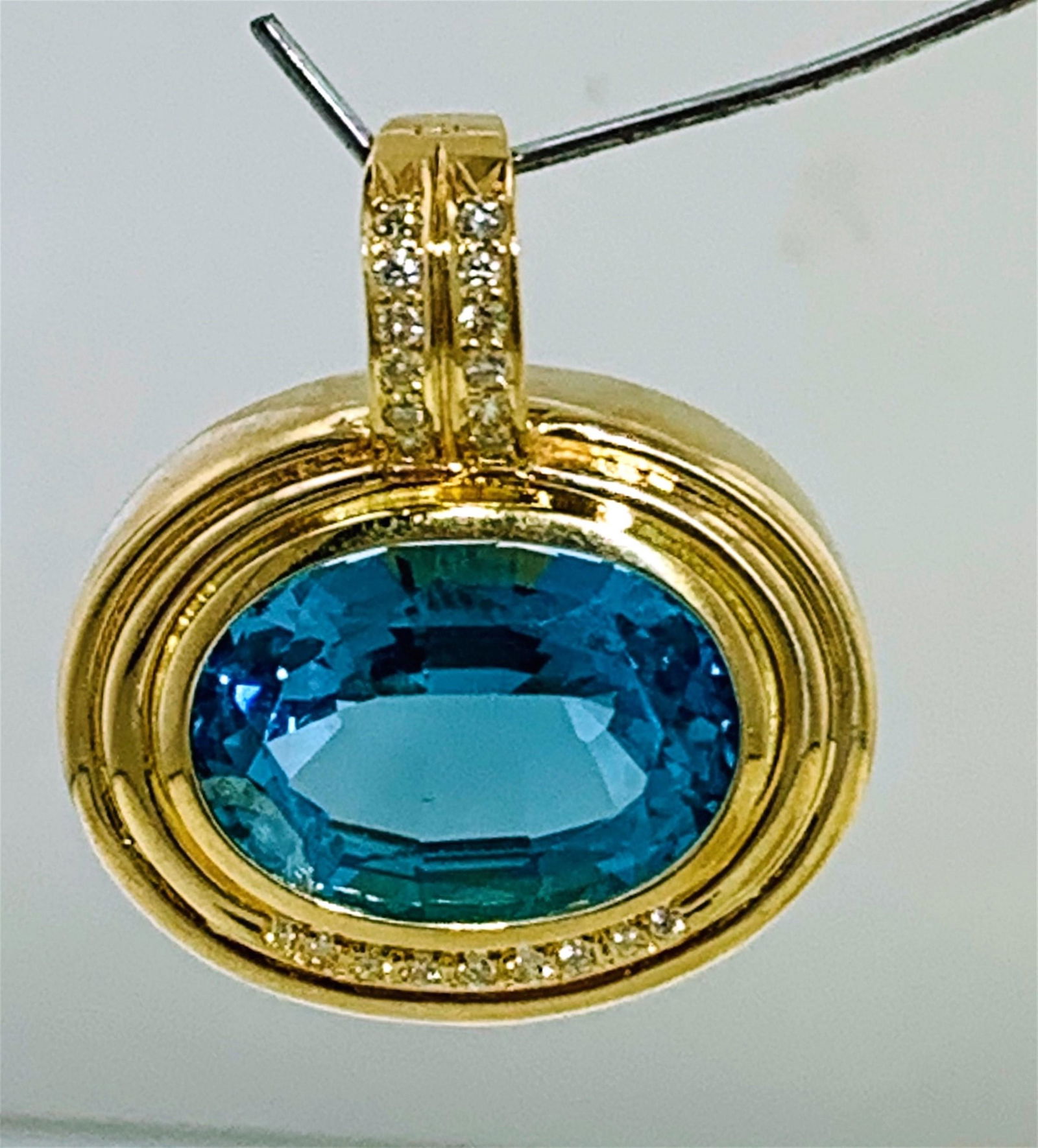 BLUE TOPAZ & DIAMOND PENDANT/ PEARL ENHANCER - 14KT (1 of 4)