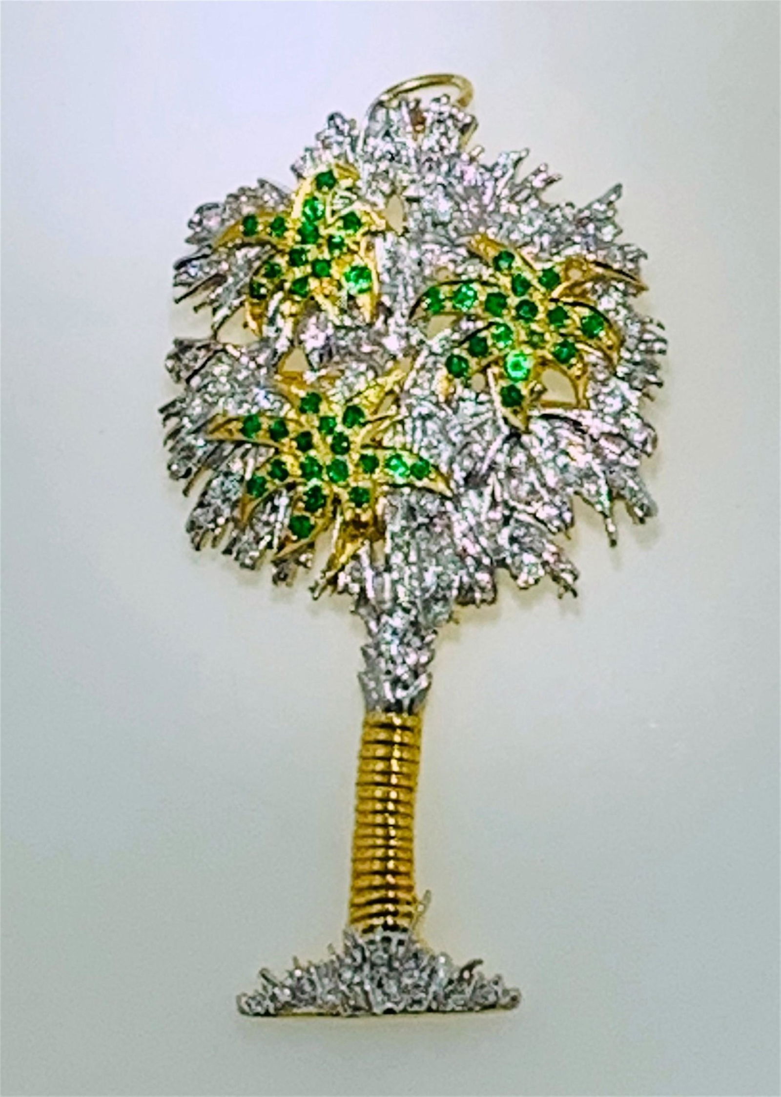 18KT TWO TONE GOLD DIAMOND & EMERALD PALM TREE (1 of 4)