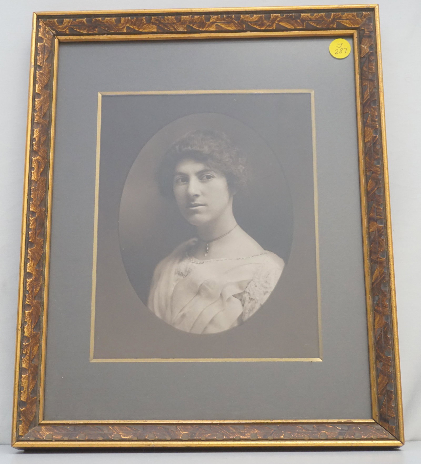 FRAMED EDWARDIAN CABINET PHOTO: Framed Edwardian Cabinet Photo in Arts & Crafts Era Carved Frame, c. 1910. In frame measures 12"x15"x1". Weight 3 pds. PROVENANCE: A Private Charleston SC Estate.