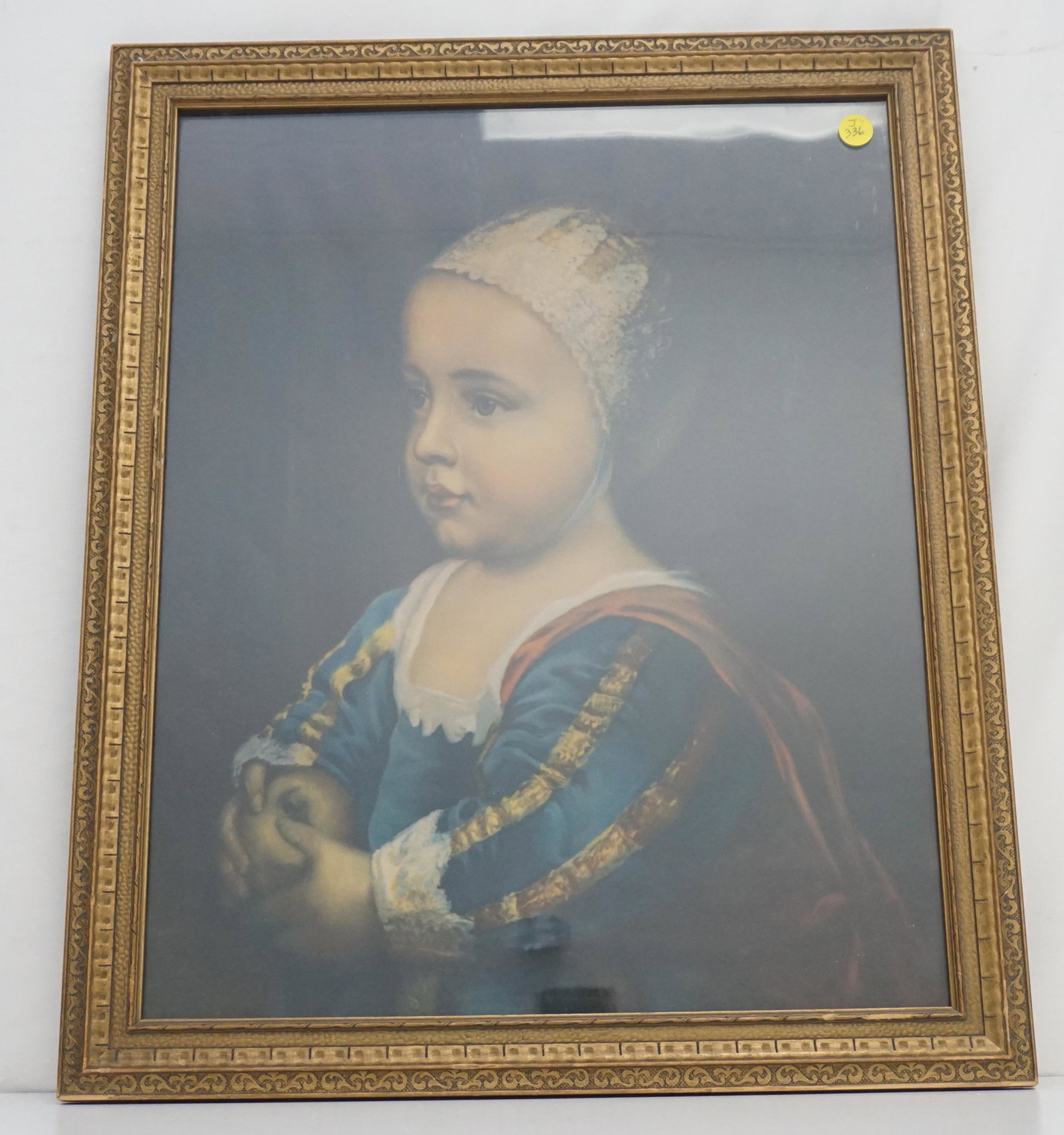 1920s FRAMED BABY STUART CHROMOLITHOGRAPH: Vintage 1920s Chromolithograph Print "Baby Stuart" after the original by Anthony Van Dyck (1599-1641). The original of this work was painted in 1635 and shows the future King James II as an infant, af