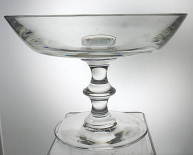 VAL ST LAMBERT CRYSTAL RIVIERA COMPOTE: Val St. Lambert Crystal "Riviera" Compote. Acid etched signature on base. Fine quality crystal, made in Belgium circa 1961-1982. Measures 8 1/4"x8 1/4"x6". Weight 3 pds 9 oz. PROVENANCE: A Private