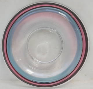 ITALIAN MURANO CENTER / CONSOLE BOWL: Large Murano Italian Center / Console Bowl. Signed.. Measures 12"x12"x3". Weight 4 pds 14 oz. PROVENANCE: A Private Charleston SC Estate