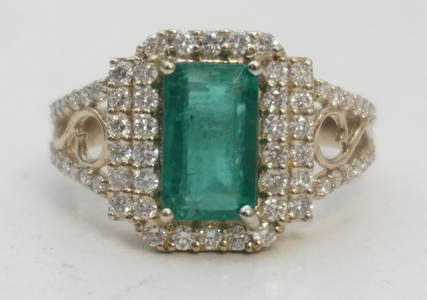 2.01 CT EMERALD & 1.01CT DIAMOND RING (GIA REPORT)