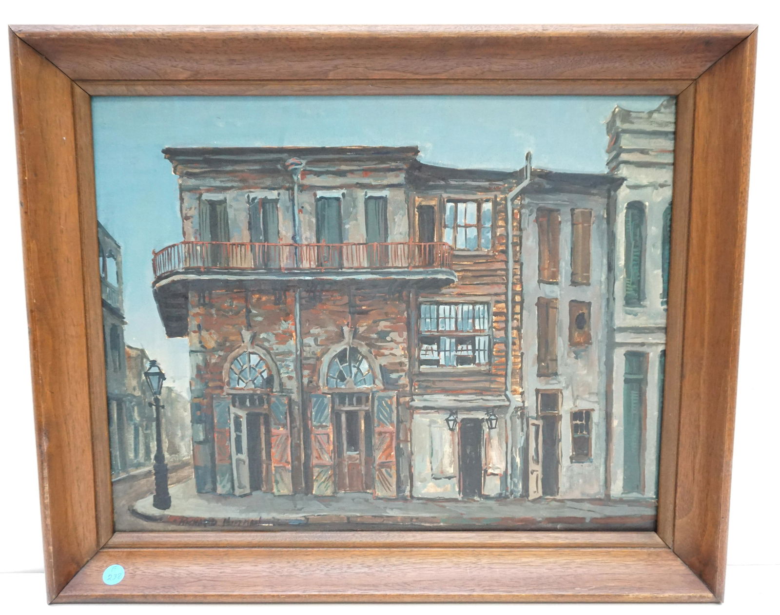 MID CENTURY RICHARD HOFFMAN NEW ORLEANS: Mid Century New Orleans Oil on Artist Board by NOLA artist Richard Hoffman. Primarily known for his watercolor scenes of New Orleans, he also painted the surrounding landscape, including bayous. Hoffm