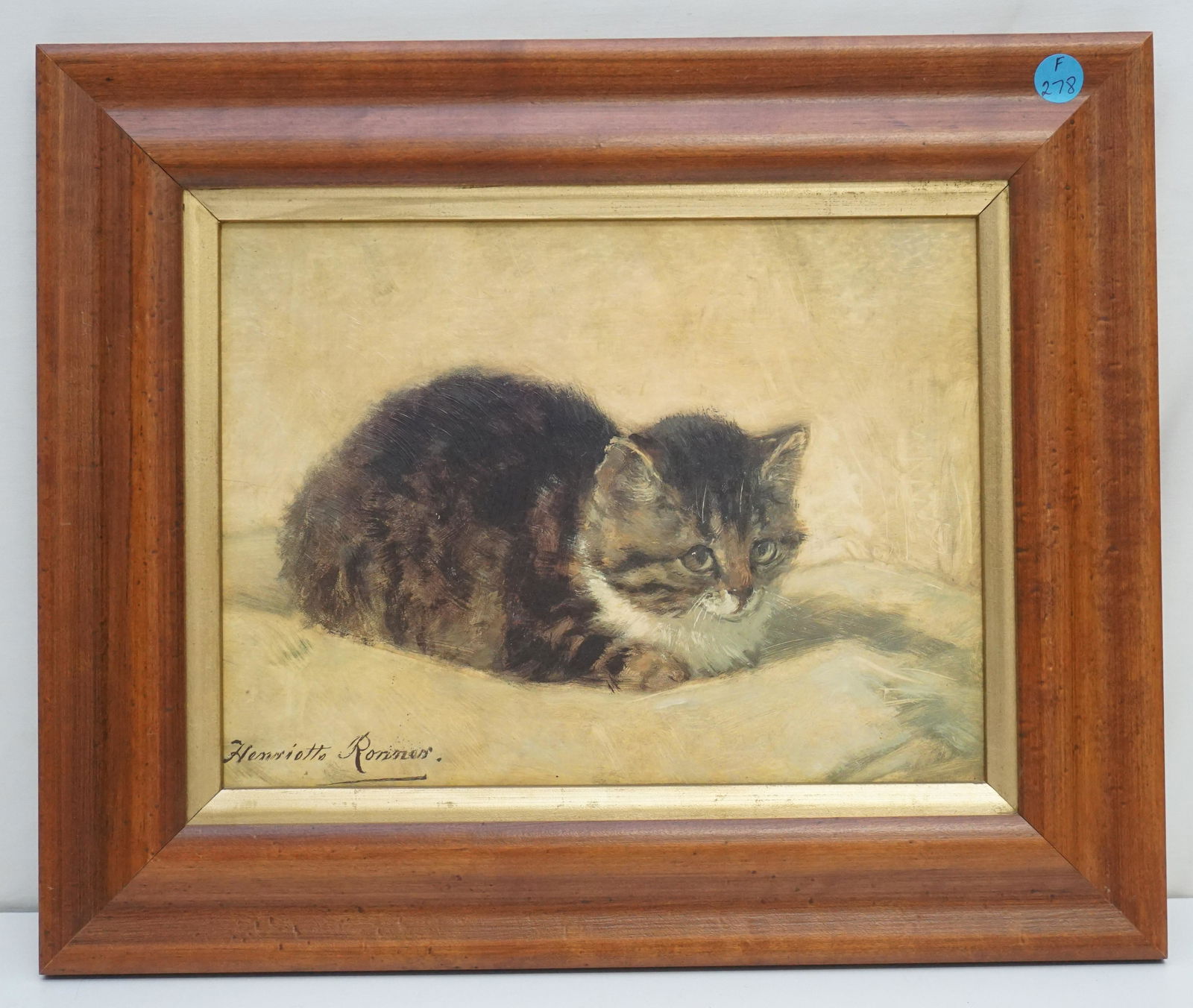 THE PARSONS KITTEN PRINT ON CANVAS: Vintage Tabby Cat Canvas Print "The Parsons Kitten", after the 19th c. original. By Henriette Ronner Knip (1821-1909) who was a Dutch-Belgian artist in the Romantic style, best known for her animal pa