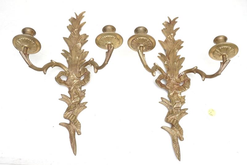 PAIR FRENCH GILT BRONZE WALL SCONCES (1 of 5)