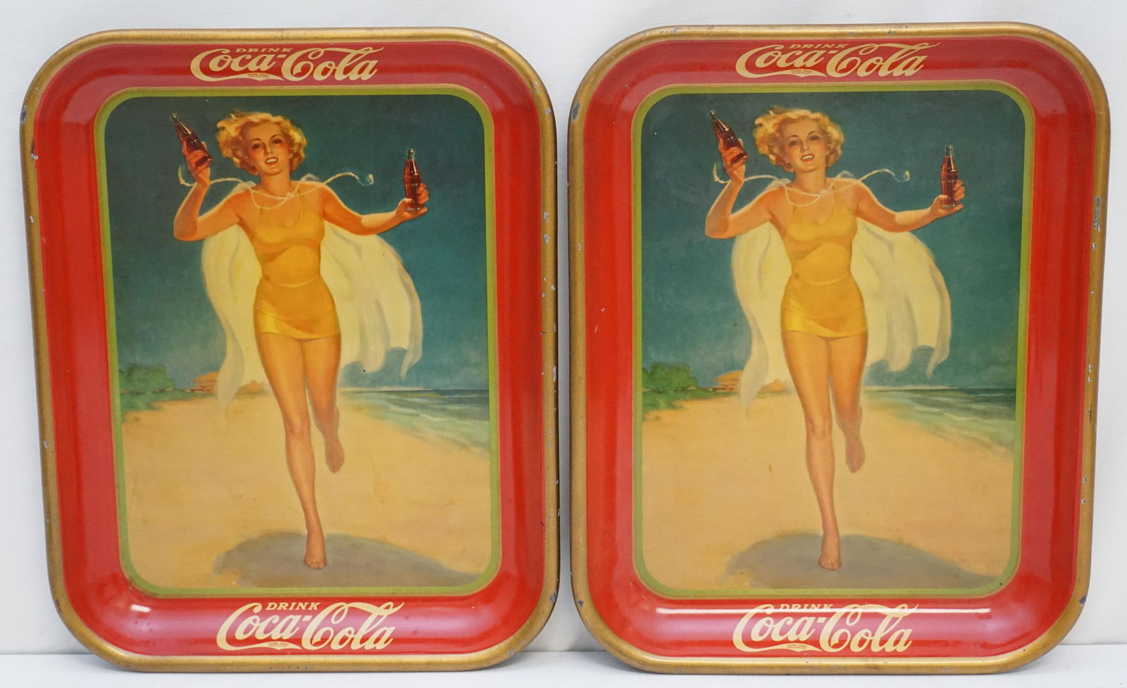 PAIR ORIGINAL 1937 COCA COLA TRAYS (1 of 12)